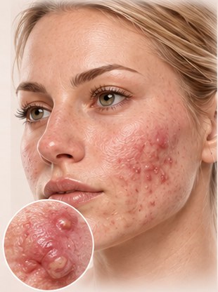 Exemplo de acne grau IV