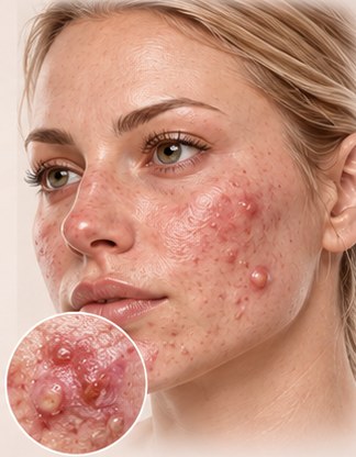 Exemplo de acne grau V